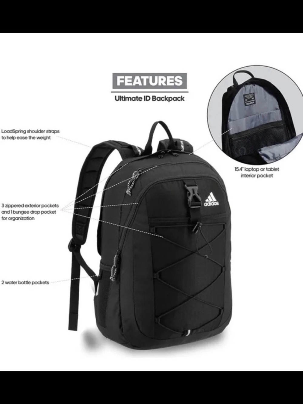 Adidas Ultimate ID Black Backpack for Men